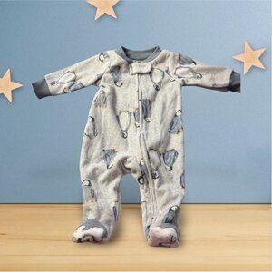 Carters “Just One You” Newborn Flannel one Piece Little Penguins